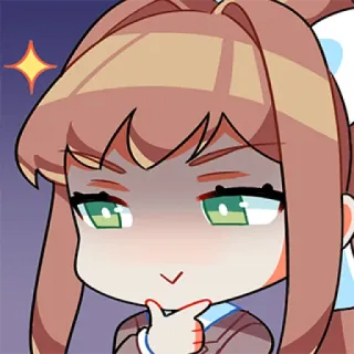 🤔 Monika Doki Doki Literature Club! Monika, Doki Doki Literature Club!, Anime, Video game, Visual novel, Fofo telegram sticker