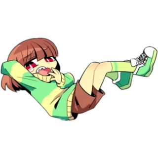 😜 Chara Undertale video game, chibi, lying, undertal, game character telegram sticker