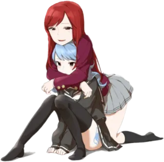 🤗 anime, hugging, friends, school uniforms telegram sticker