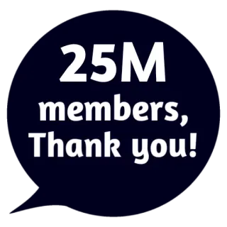 ❤ 25M members, Thank you! Mitglieder, Danke, Feier, Erfolg, Community whatsapp sticker