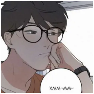 🤔 XMM~MM~ Anime, Postać, Okulary, Osoba, Sztuka telegram sticker