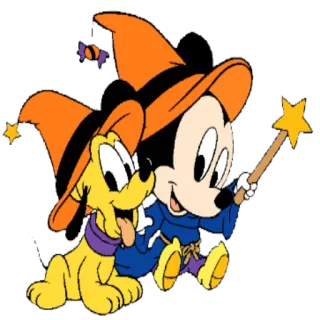 🤠 Mickey Mouse mickey mouse, pluto, halloween, hexe, cartoon, magie, disney telegram sticker