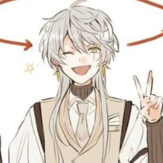 😌 anime, manga, cartoon, character, smiling, winking, peace sign, art telegram sticker