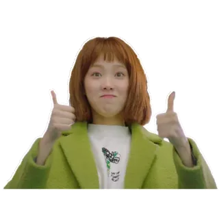 👍 coréen, femme, pouce levé, heureux, positif, geste telegram sticker