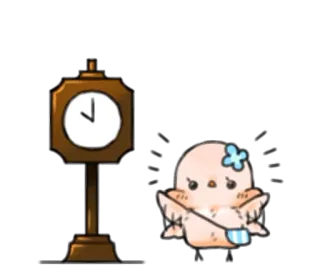 🕰 oiseau, horloge, mignon, kawaii, dessin animé telegram sticker