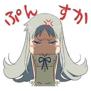 😠 ぷんすか อนิเมะ, โกรธ, น่ารัก, ผู้หญิง, การ์ตูน whatsapp sticker