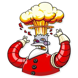 💥 explosión, robot, dibujos animados, destrucción, bomba atómica, científico telegram sticker