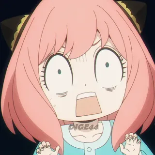 😵 Anya Forger Spy x Family DIGE44 anime, cartone animato, ragazza, capelli rosa, scioccata, sorpresa telegram sticker