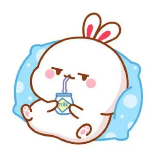 🍼 milk conejo, dibujos animados, leche, lindo, kawaii telegram sticker