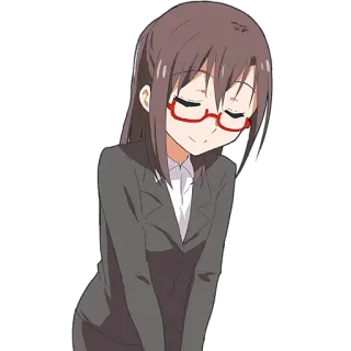 😌 garota anime, óculos, escritório, mulher, desenho animado telegram sticker