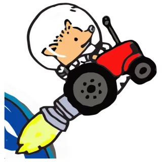 🚀 Igel, Astronaut, Traktor, Rakete, Cartoon, Weltraum, Tier telegram sticker