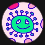 🦠 virus, batterio, cartone animato, divertente, carino, microbo telegram sticker