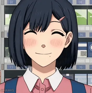 ☺️ @HAWKS anime, girl, smiling, short hair, cute whatsapp sticker