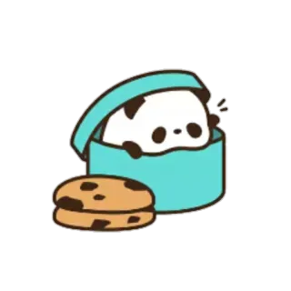 😎 Panda, Galleta, Lindo, Animal, Caja, Postre telegram sticker