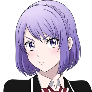 😅 anime, girl, character, purple hair, school uniform, portrait telegram sticker