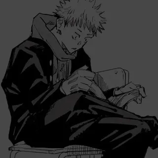 🗡️ Yuji Itadori Jujutsu Kaisen Аниме, Манга, Jujutsu Kaisen, Юдзи Итадори, Студент, Чтение telegram sticker