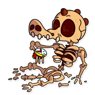 ☠ squelette, temps, horloge, dessin animé, autocollant telegram sticker