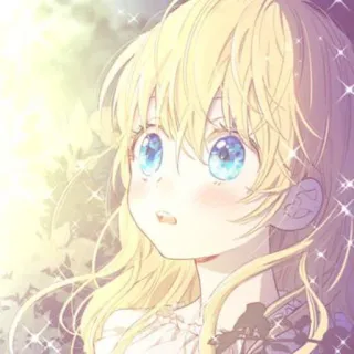 🍼 anime, desenho animado, garota, personagem, cabelo loiro, olhos grandes telegram sticker