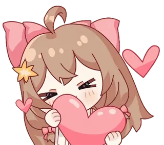 ❤️ mignon, animé, coeur, amour, dessin animé, kawaii, chibi whatsapp sticker