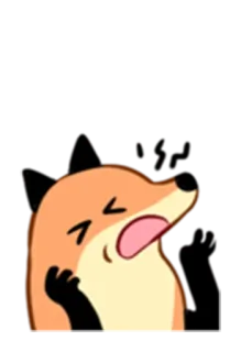 😫 狐狸, 动物, 卡通, 表情, 舌头, 搞笑 telegram sticker