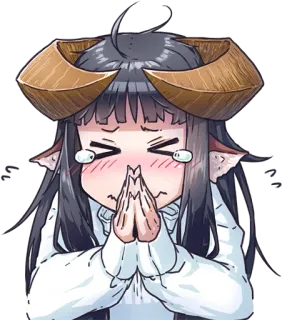 😣 anime, ragazza, piangere, corna, carino, emotivo, kawaii telegram sticker