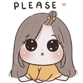 🩰 PLEASE fofo, kawaii, garota, chibi, coração, implorando, desenho animado, adorável telegram sticker