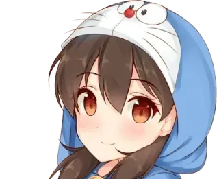 🤒 อนิเมะ, ผู้หญิง, โดราเอมอน, เสื้อฮู้ด, น่ารัก, การ์ตูน telegram sticker