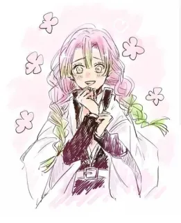 💕 Mitsuri Kanroji Demon Slayer anime, mitsuri kanroji, demon slayer, character, pink hair, smile, cute, manga telegram sticker