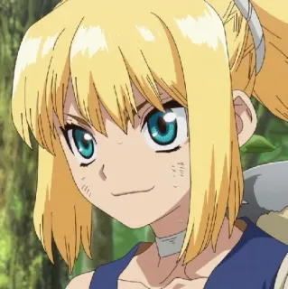 💈 Kohaku Dr. Stone Anime, blond, lächeln, Kämpfer, stark telegram sticker