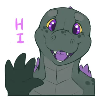 👋 HI lizard, reptile, greeting, friendly, cartoon whatsapp sticker