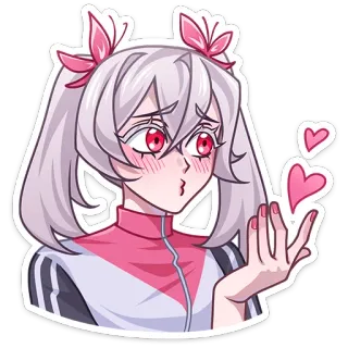 😘 anime girl, hearts, cute, cartoon, sticker, fanart telegram sticker