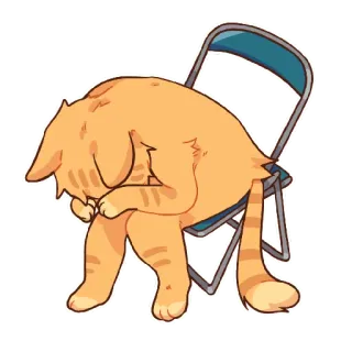😵‍💫 кот, грустный, сидит, стул, мультик telegram sticker