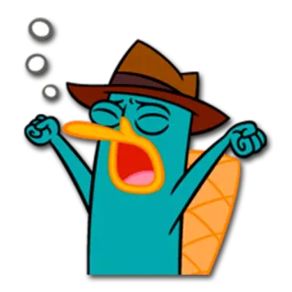 😪 Perry the Platypus Phineas and Ferb Perry l'ornitorinco, Ornitorinco, Cartone animato, Phineas e Ferb, Agente, Animale, Agente P telegram sticker