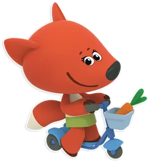 🏍 Мультфильм, Лиса, Самокат, Морковь, Животное, Милый telegram sticker