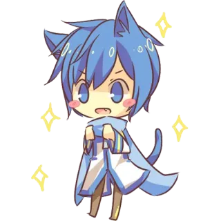 ✨ Chibi, Anime, Dễ thương, Kawaii, Xanh dương, Mèo, Hoạt hình telegram sticker