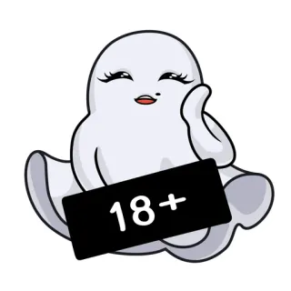 😳 18+ ghost, age restriction, cartoon, humor telegram sticker