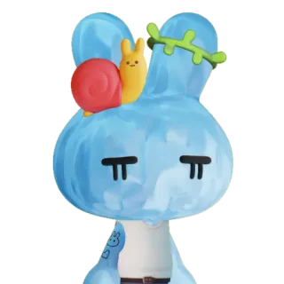 🔵 rabbit, snail, cartoon, cute, character, blue whatsapp sticker