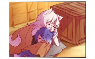 😴 кот, спящий, аниме, милый, животные telegram sticker