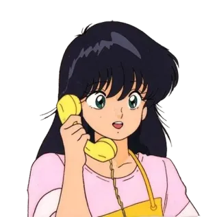 📱 애니메이션, 소녀, 전화, 통화, 레트로, 만화 telegram sticker