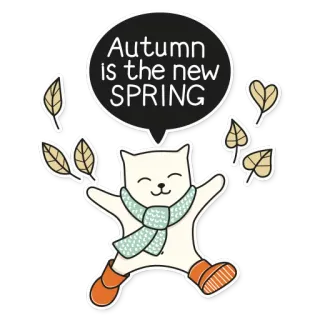 🍁 Autumn is the new SPRING Herbst, Katze, Blätter, Jahreszeit, Frühling, süß, niedlich telegram sticker