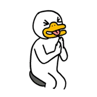 😝 утка, мультик, животное, белый, жёлтый, сидящий telegram sticker
