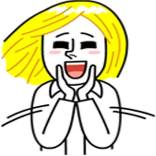 ☺️ การ์ตูน, ผู้หญิง, มีความสุข, ยิ้ม, ลายเส้น telegram sticker