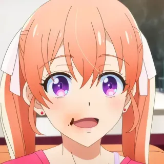 🙂 anime girl, orange hair, pigtails, cute, anime telegram sticker