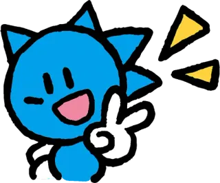 ✌️ cartoon, character, blue, cute, peace sign, sticker telegram sticker