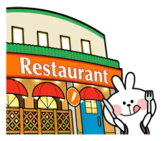 🍕 Restaurant Restaurant, Essen, Cartoon, Hase, Essen gehen, Niedlich, Cartoonfigur whatsapp sticker