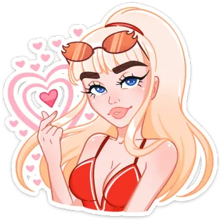 ❤️ Dibujo animado, Chica, Corazón, Gafas, Rubia, Gafas de sol telegram sticker