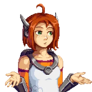 🤥 cartoon, woman, girl, character, redhead, shrugging telegram sticker