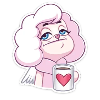 ❤️ Мультфильм, Животное, Сердце, Любовь, Напиток, Кофе whatsapp sticker