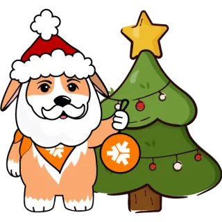 🎄 natale, cane, babbo natale, albero di natale, vacanze, corgi, decorazione natalizia telegram sticker