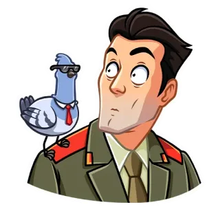 🕊 militare, ufficiale, cartone animato, piccione, occhiali da sole telegram sticker